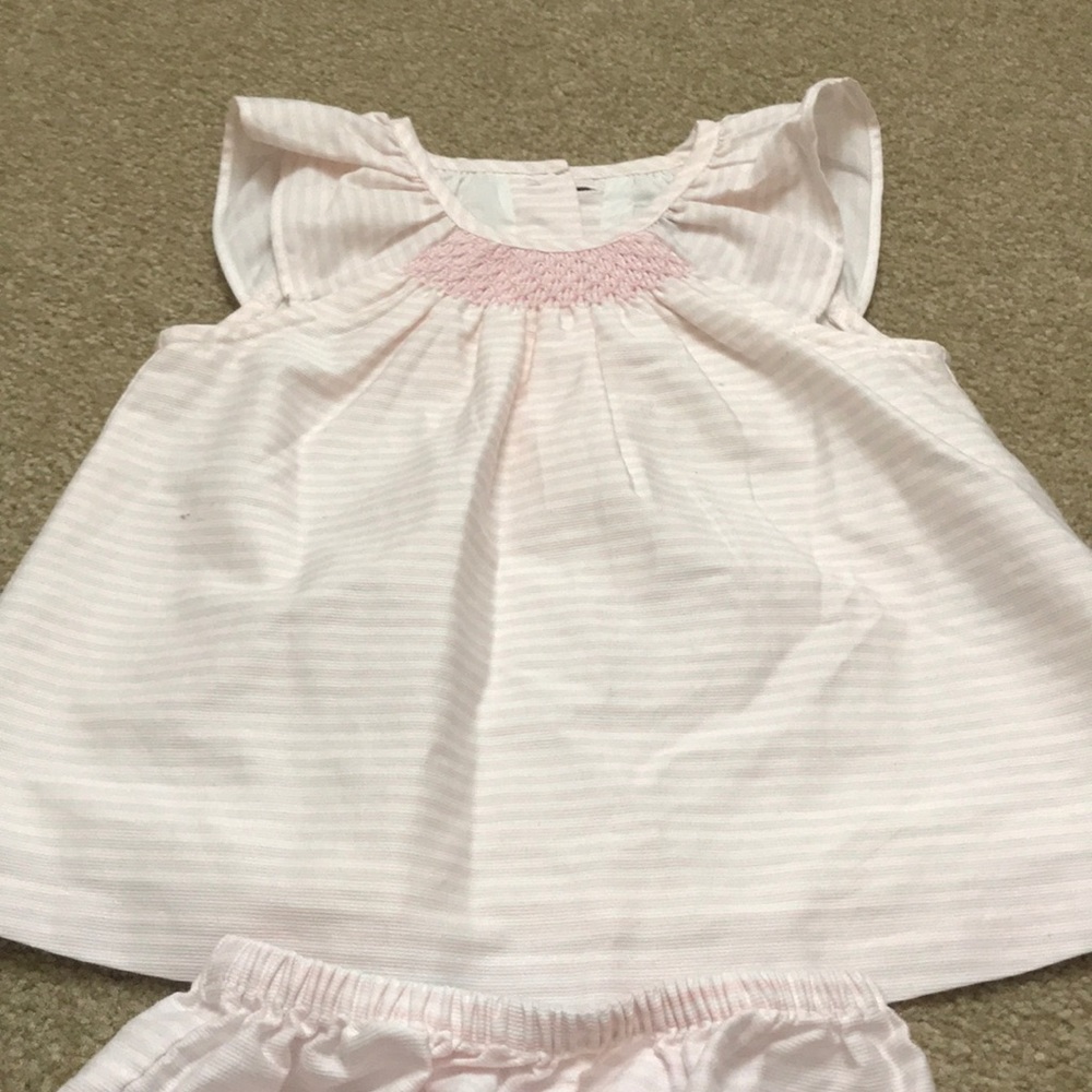 Janie and Jack Pink/white stripped dress w bloomer